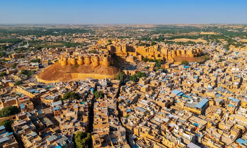 Jaisalmer Golden Fort rising from the Thar Desert at sunset