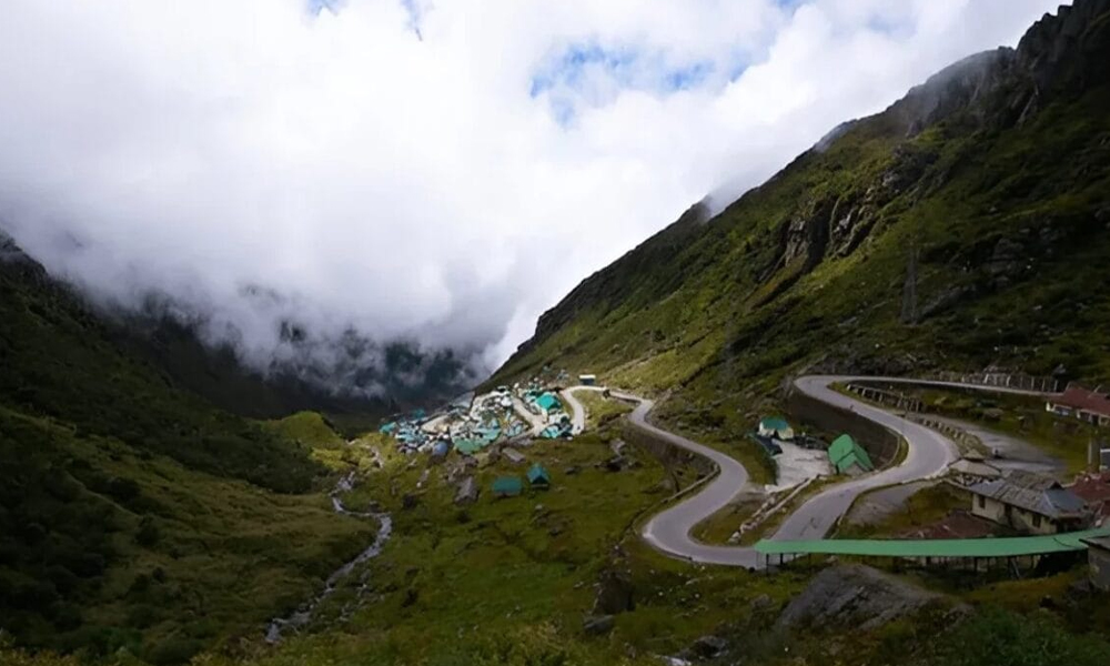 Gangtok cityscape with mountain backdrop and MG Marg promenade in Sikkim